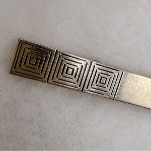 Vintage Geometric Patterned Silver Tone Tie Clip